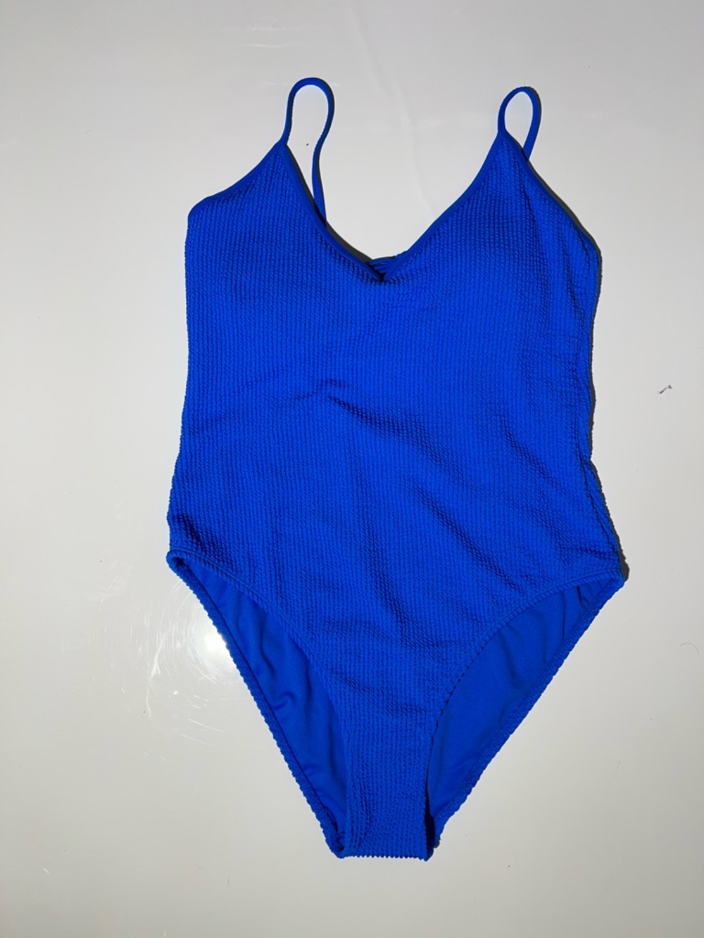 Cobalt Blue Textured One-Piece Swimsuit